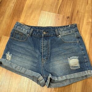 Shein jean shorts, size large, distressed denim